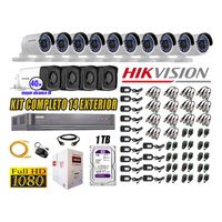 Kit 14 Cámaras de Seguridad Exterior It3F Hikvision Full Hd 1080P Disco 1Tb Wd