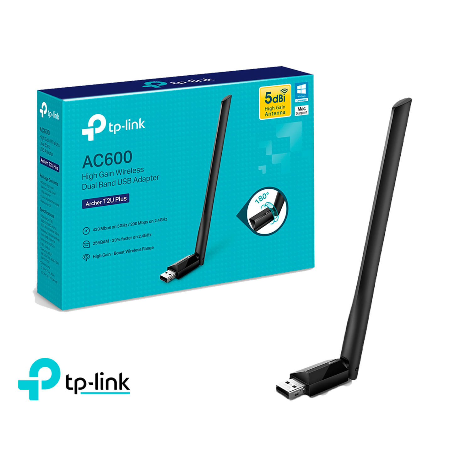 TP-Link Adapador Usb Archer T2U Plus AC600 Dual Band