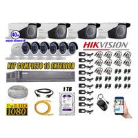 Kit 10 Cámaras de Seguridad Exterior Varifocal Hikvision Full Hd 1080P mas Disco 1Tb Wd