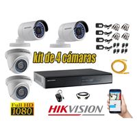 Kit 4 Cámaras de Seguridad Hikvision Full Hd 1080P mas Cable Hdmi