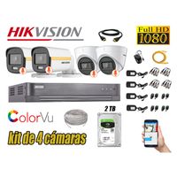 CÁMARAS SEGURIDAD KIT 4 HIKVISION 1080P | COLORVU VISION COLOR 2TB