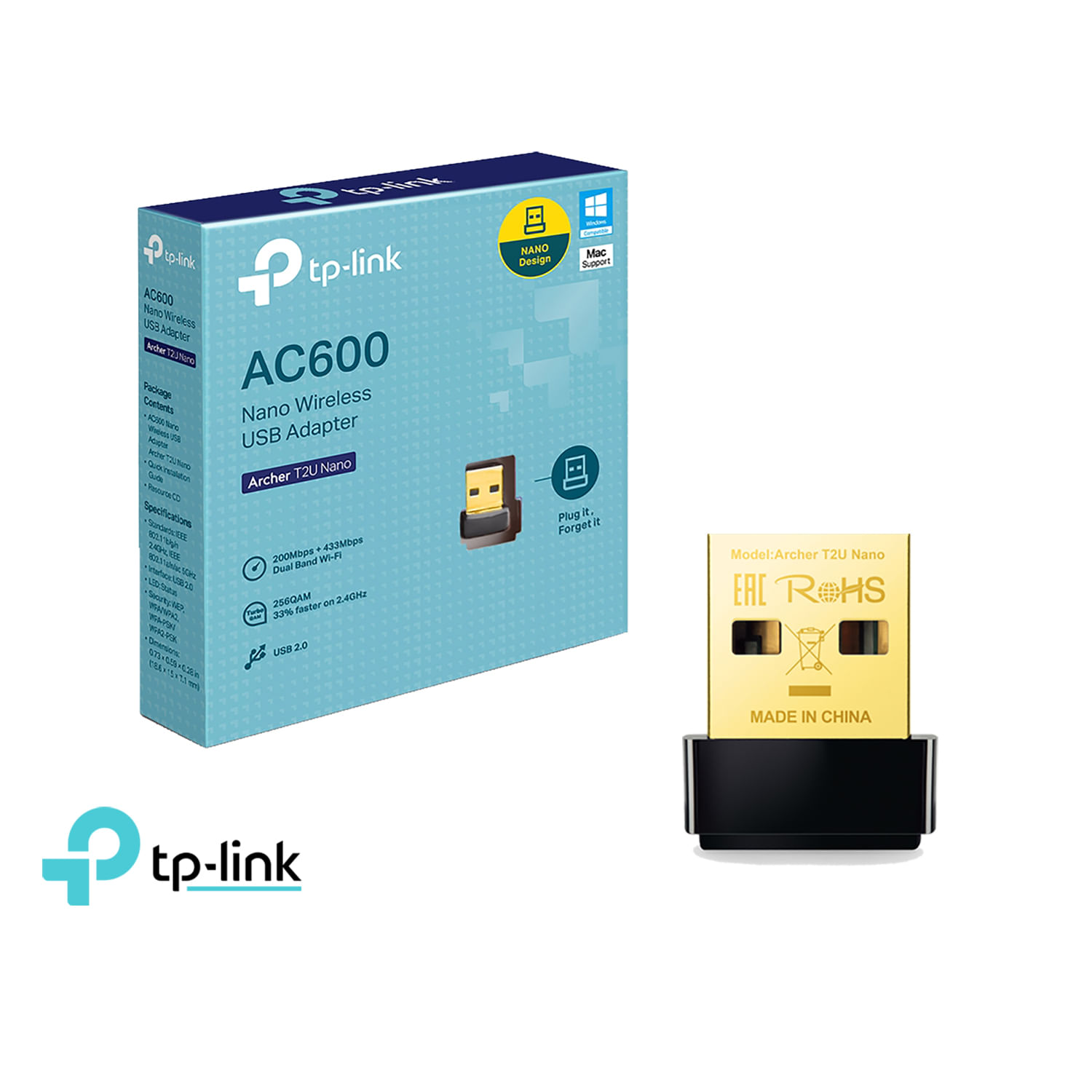TP-Link Adaptador Usb Archer T2U Nano Wifi Inalambrico AC600
