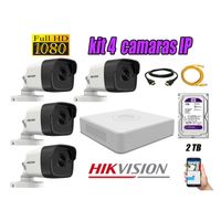Kit 4 Cámaras de Seguridad Ip Poe Exterior Hikvision mas Disco 2Tb Wd Púrpura