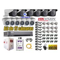 Kit 12 Cámaras de Seguridad Hikvision Full Hd 1080P mas Disco 1Tb Mayor Alcance Varifocal Ip66