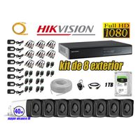 Kit 8 Cámaras de Seguridad Exterior It3F Hikvision Full Hd 1080P mas Disco 1Tb Wd P2p