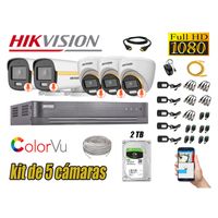 CÁMARAS SEGURIDAD KIT 5 FULL HD HIKVISION | COLORVU VISION COLOR 2TB
