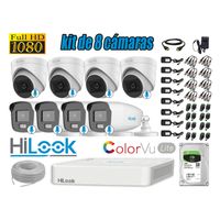 KIT 8 CÁMARAS SEGURIDAD HILOOK FULL HD COLORVU LITE NOCHE COLOR 1TB