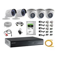 Kit 5 Cámaras de Vigilancia Hikvision Full Hd 1080P Disco 2Tb P2p Kit de Micrófono