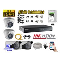 Kit 4 Cámaras de Seguridad Hikvision Full Hd 1080P mas Disco 1Tb Mayor Alcance Varifocal Hdmi