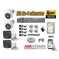 Kit 4 Cámaras de Seguridad Hikvision 5Mp 02 Cámaras Audio Incorporado Hdmi