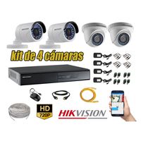 Kit 4 Cámaras de Seguridad Hikvision Hd 720P mas Cable Hdmi Vigilancia P2P
