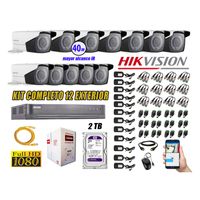 Kit 12 Cámaras de Seguridad Exterior Varifocal Hikvision Full Hd 1080P P2p Disco 2Tb Wd