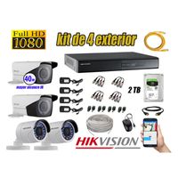 Kit 4 Cámaras de Seguridad Exterior Varifocal Hikvision Full Hd 1080P mas Disco 2Tb Wd