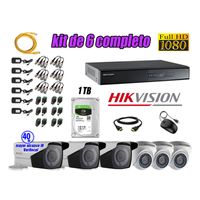 Kit 6 Cámaras de Seguridad Hikvision Full Hd 1080P mas Disco 1Tb P2p Mayor Alcance Varifocal Ip66