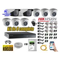 Kit 8 Cámaras de Seguridad Hikvision Full Hd 1080P mas Disco 1Tb Mayor Alcance Varifocal P2p