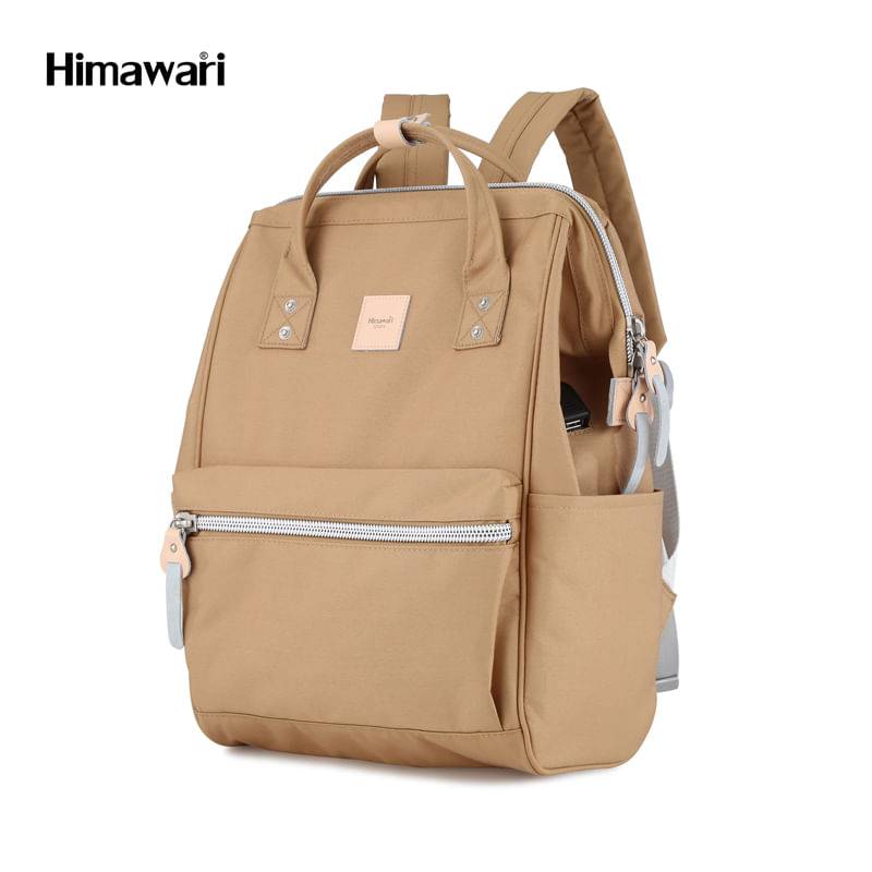 Himawari - Mochila multibolsillos porta laptop con USB - Camello