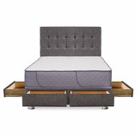 Cama 4 Cajones FORLI Capella 2 Plazas + Cabecera Ultracuero Marrón