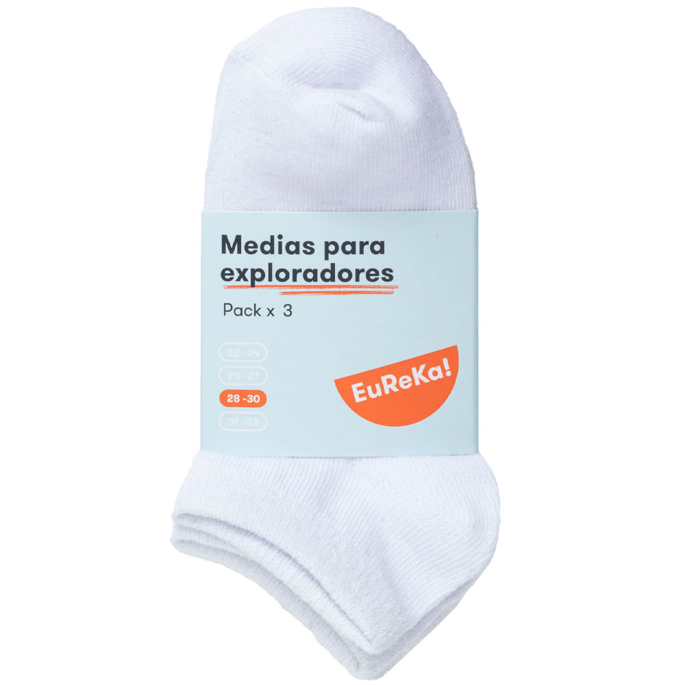 Medias Pack 3 Pares Unisex Polialgodón EUREKA Niño Gris Melange