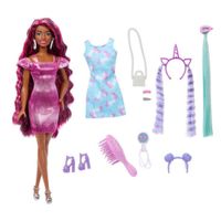 Muñeca Barbie Cabello Arcoiris Vestido Corazones