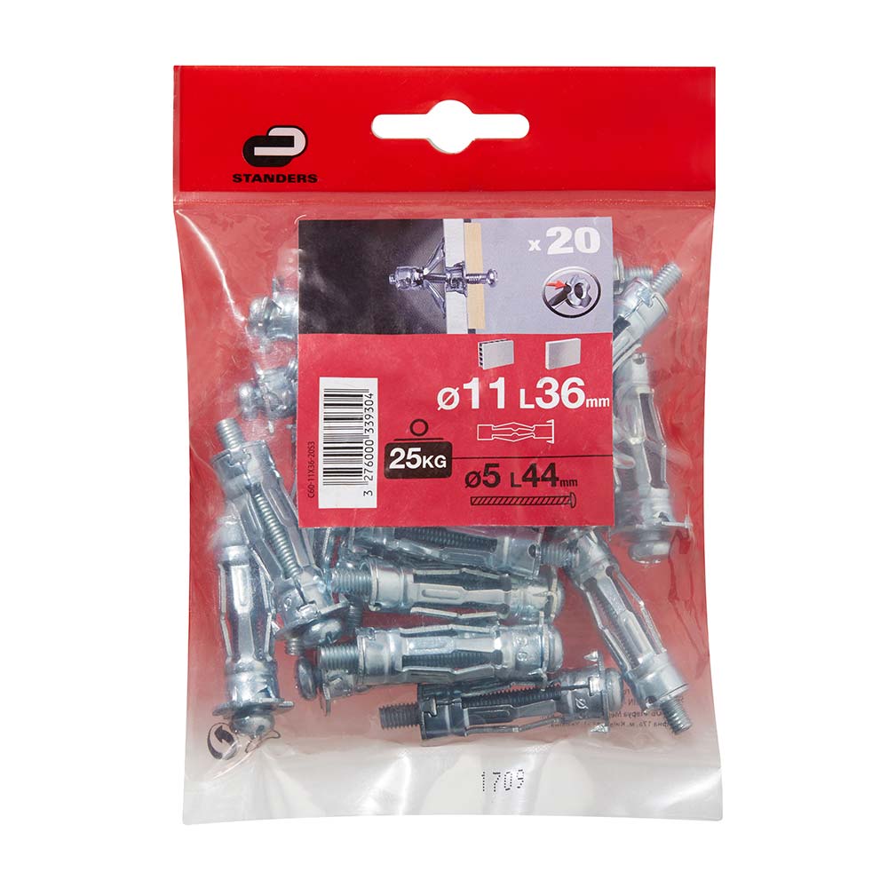 Tornillo + tarugo 11x36mm x 20und