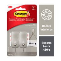 Gancho Decorativo 3M Command Pequeño Acero Templado/Níquel Satin x 2u.
