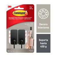 Gancho Decorativo 3M Command Pequeño Acero Templado/Níquel Netro Mate x 2u.
