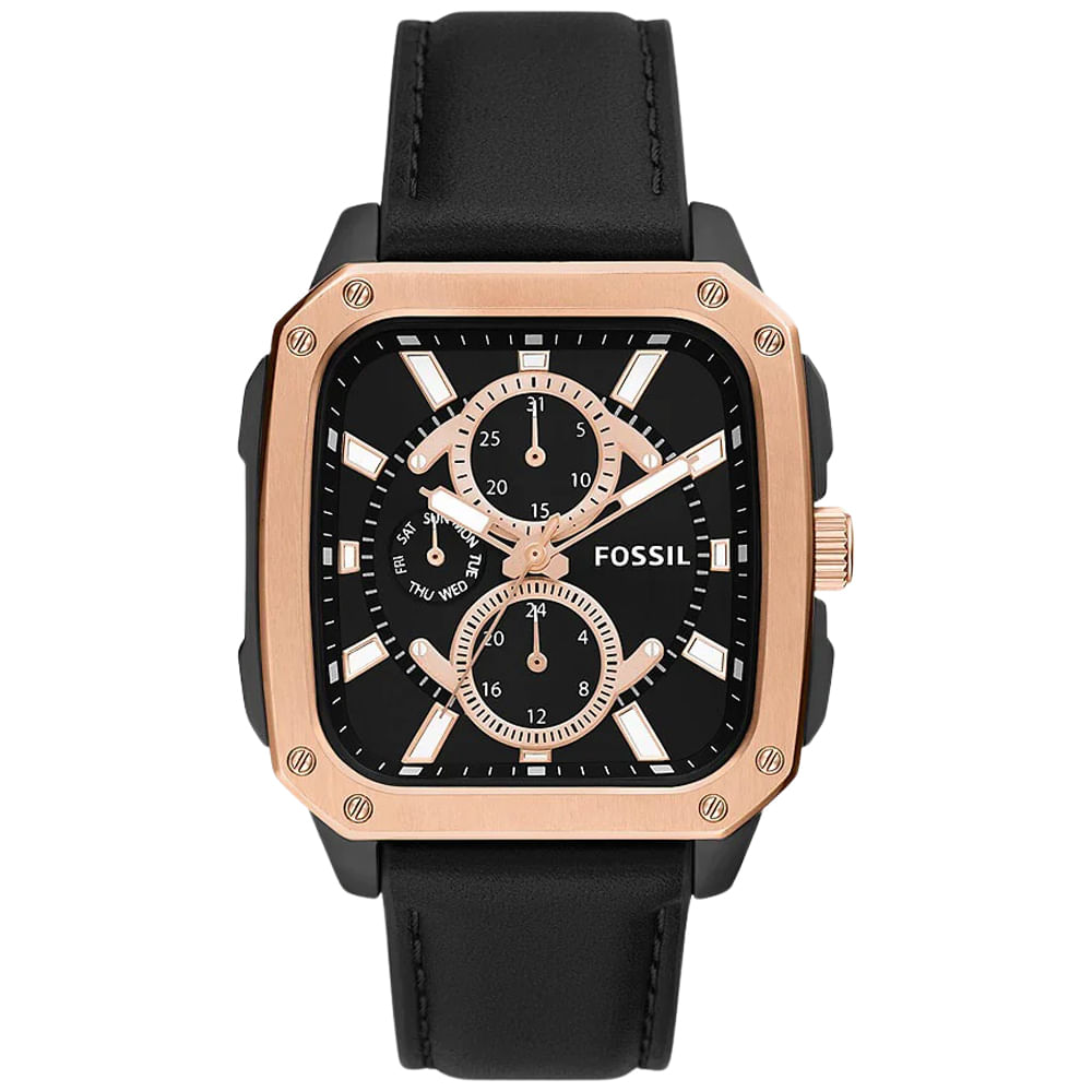 Reloj Fossil Inscription BQ2654 Multifuncional Correa de Cuero Negro