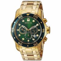 Reloj Invicta Pro Diver 0075 Fecha Cronómetro Acero Inoxidable Dorado Dial Verde