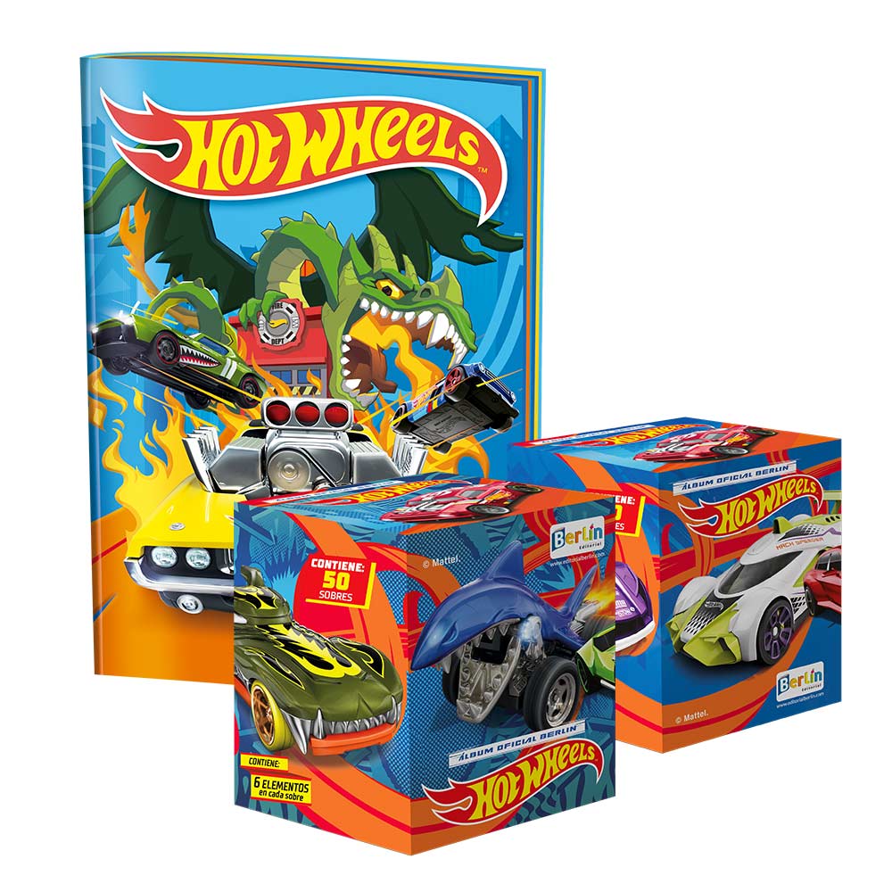 Álbum Hot Wheels Editorial Berlin Tapa Blanda + 2 Cajitas (100 Sobres)