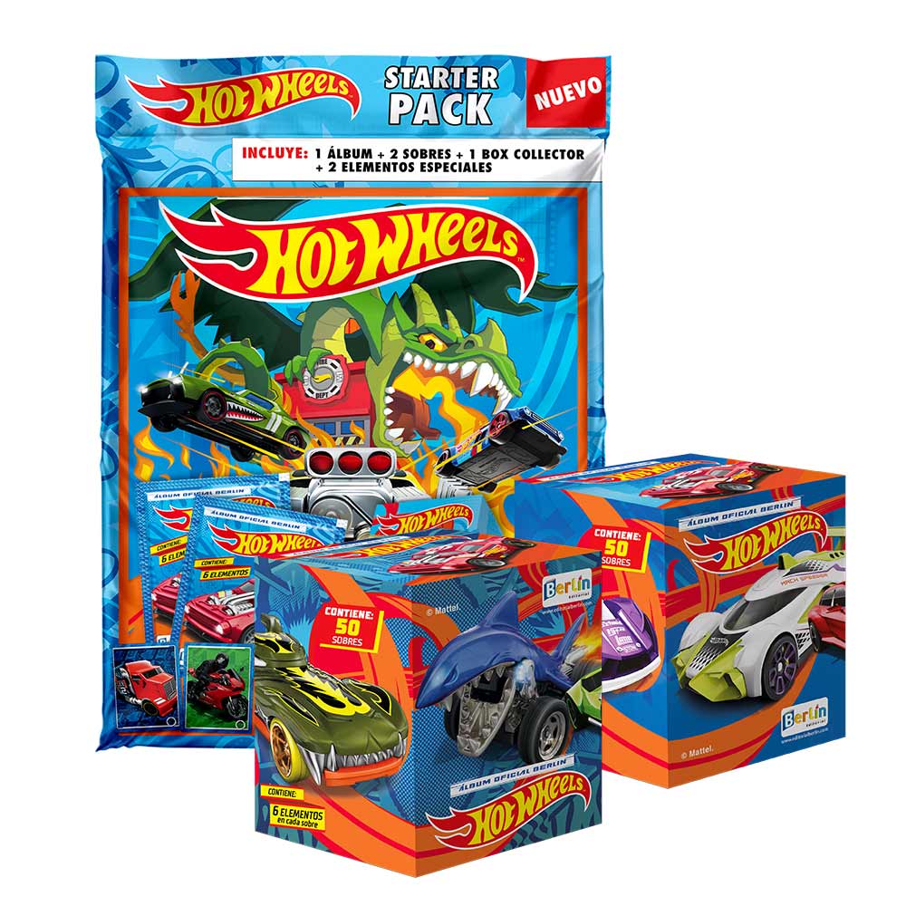 Starter Pack Hot Wheels Editorial Berlin + 2 Cajitas (100 Sobres)