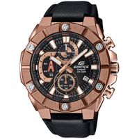 Reloj Casio Edifice EFR-569BL-1AV Fecha Cronómetro Acero Inoxidable Dorado Cuero Negro
