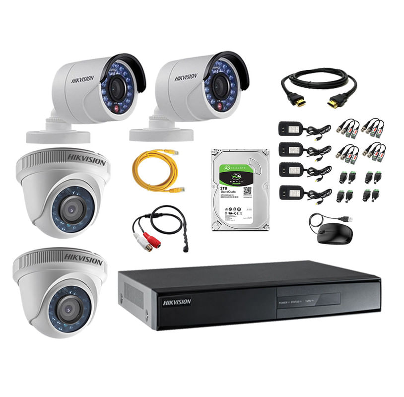 Kit 4 Cámaras de Vigilancia Hikvision Full Hd 1080P 2Tb P2p Kit de Micrófono