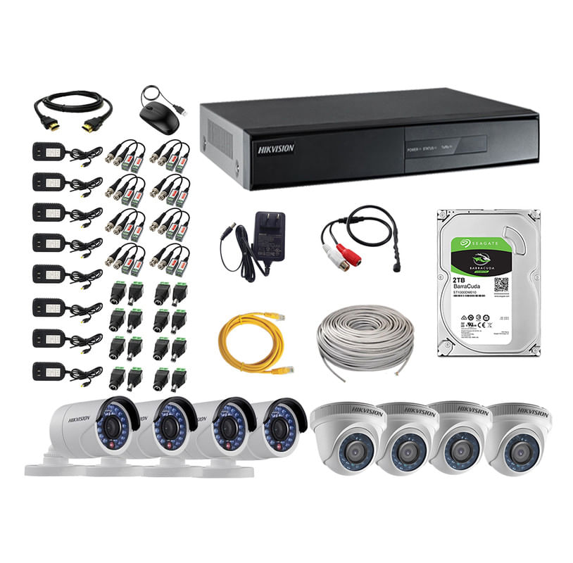 Kit 8 Cámaras de Vigilancia Hikvision Full Hd 1080P Disco 2Tb P2p Kit de Micrófono
