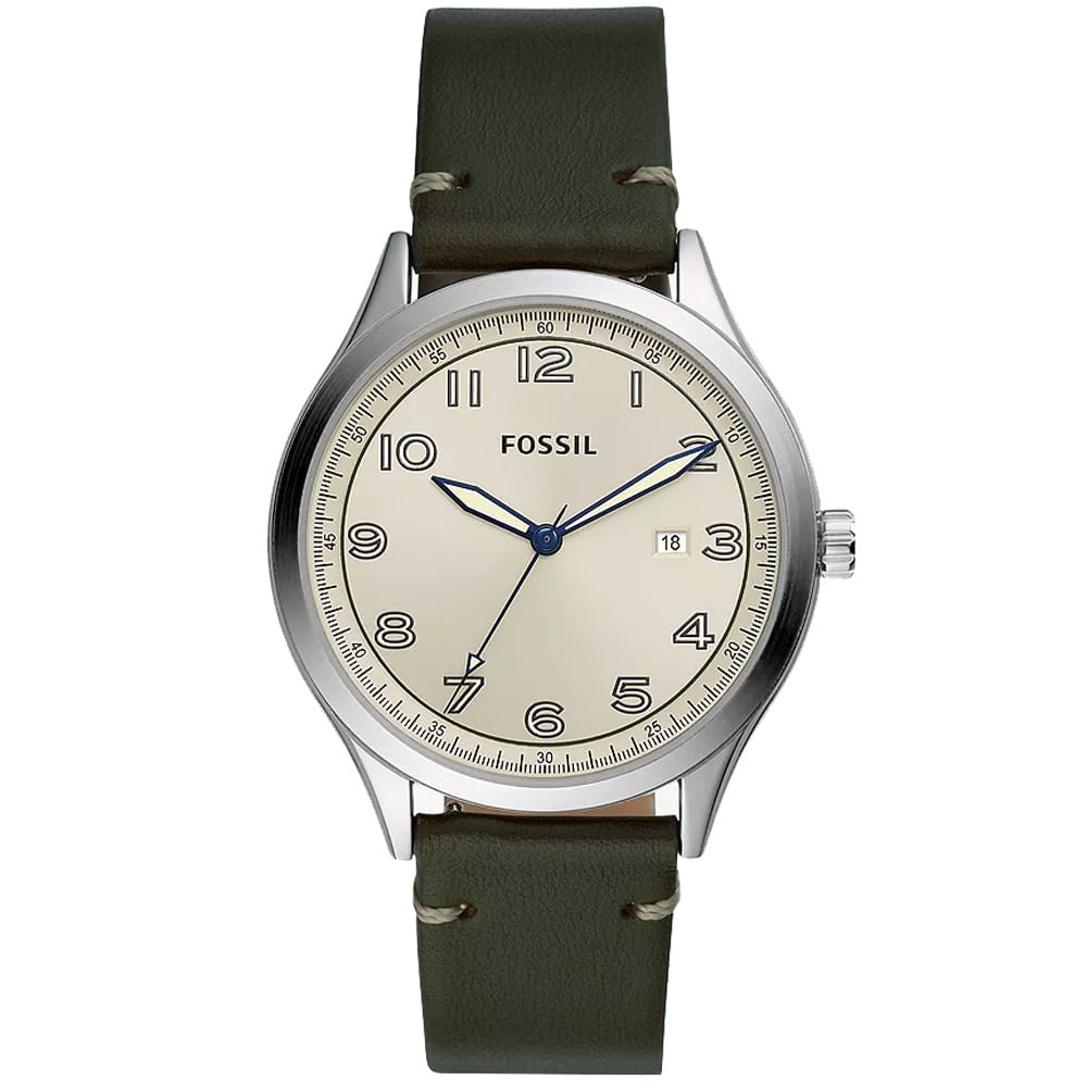 Reloj Fossil Wylie BQ2488 Fecha Correa de Cuero Verde Oscuro