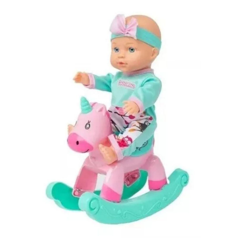 Muñeca Bostecitos Balancin Unicornio Celeste
