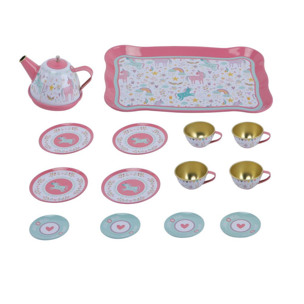 Set De Juego De Te Metalico Kids Play 15 Piezas Unicornio
