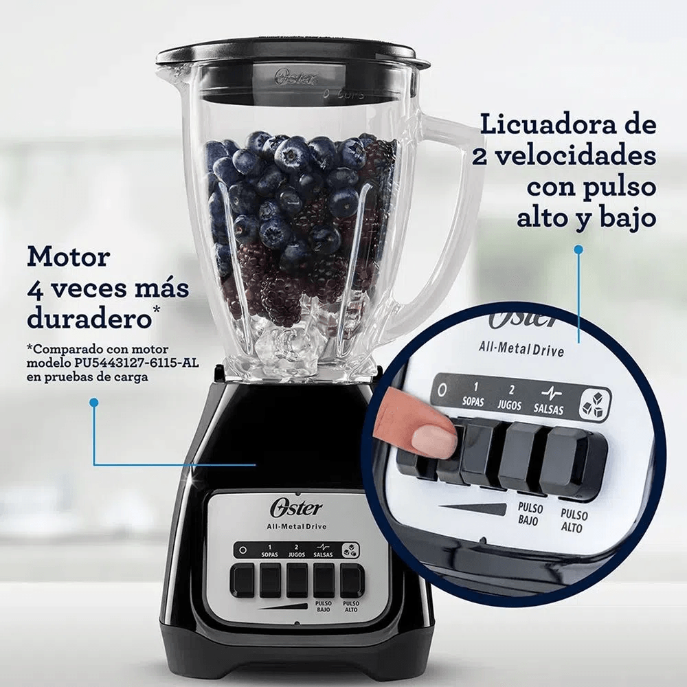 Cocina con estilo: Licuadora Oster BLSTKAGBPB-053 de 2 velocidades y 550W en negro