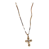 Choker ZEFORA Acero con Enchape Oro 18K con dije cruz Moda Mujer