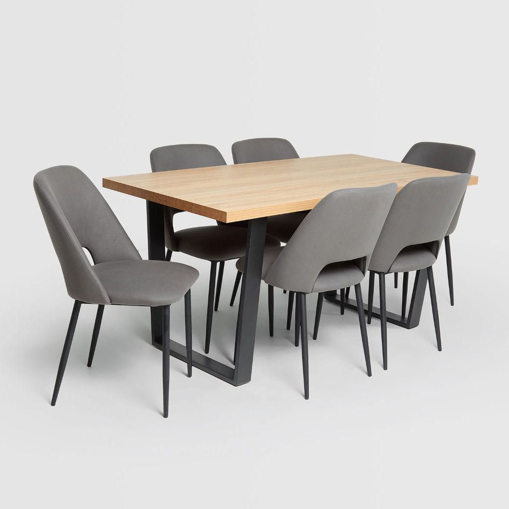 Juego de Comedor Marco Gris 6 Sillas