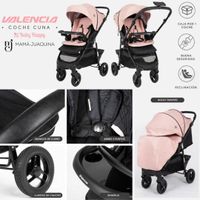 Coche Cuna De Lujo «VALENCIA GOLD» Original light Pink