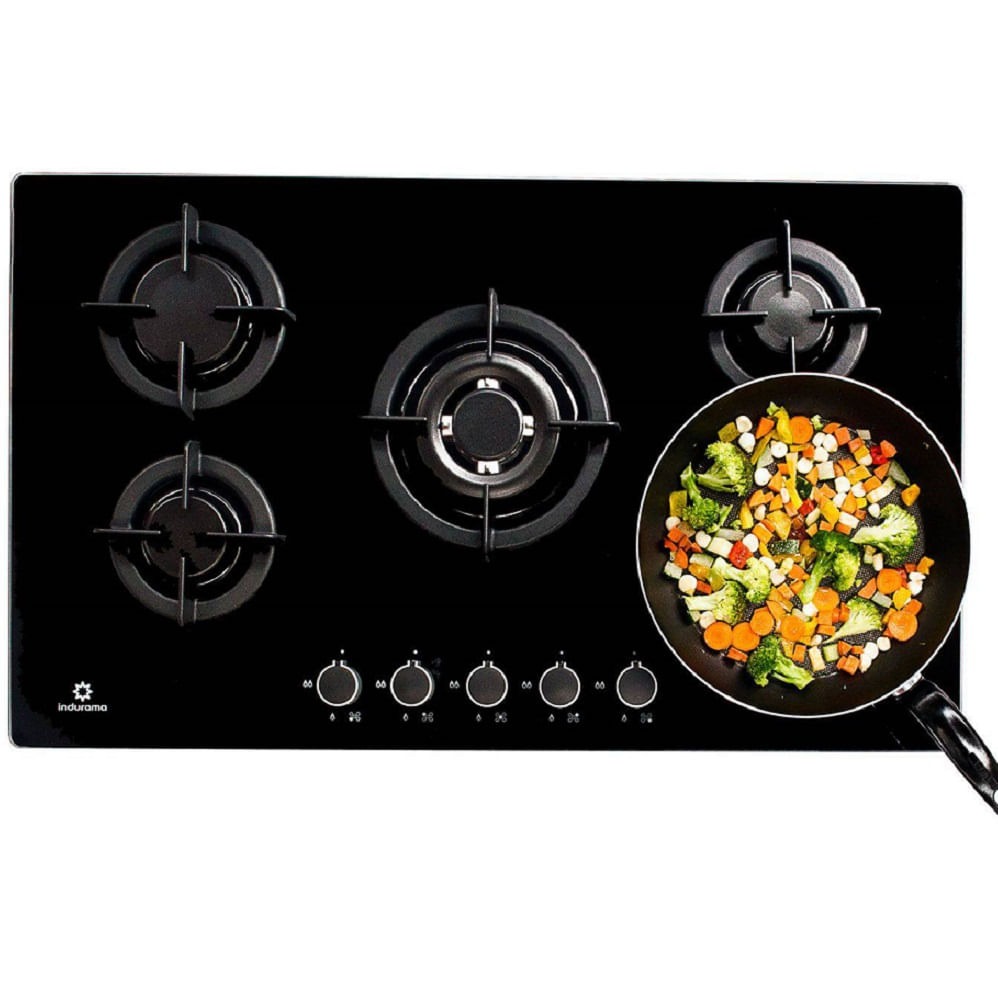 Cocina Empotrable 5Hornillas de Vidrio Templado Indurama EGI 905VDNEG