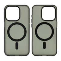 Case para iPhone 15 Pro con MagSafe para carga inalámbrica, para accesorios magnéticos, rígido, mate traslúcido negro