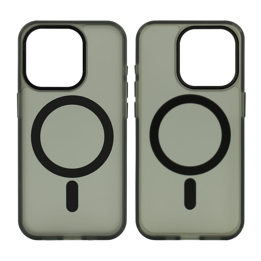 Case para iPhone 15 Pro con MagSafe para carga inalámbrica, para accesorios magnéticos, rígido, mate traslúcido negro