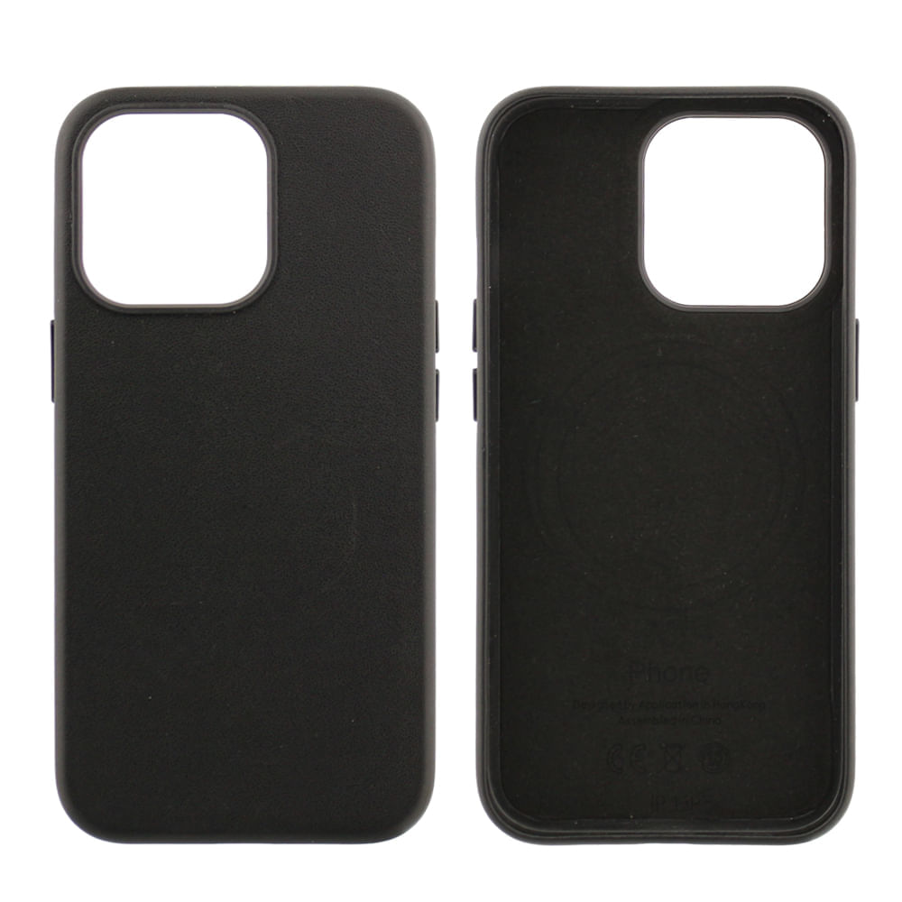 Case para iPhone 13 Pro, piel sintentica, con MagSafe para carga inalámbrica, para accesorios magnéticos, negro