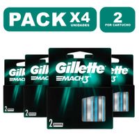 Cartuchos para Afeitar Gillette Mach3 2 unidades PackX4