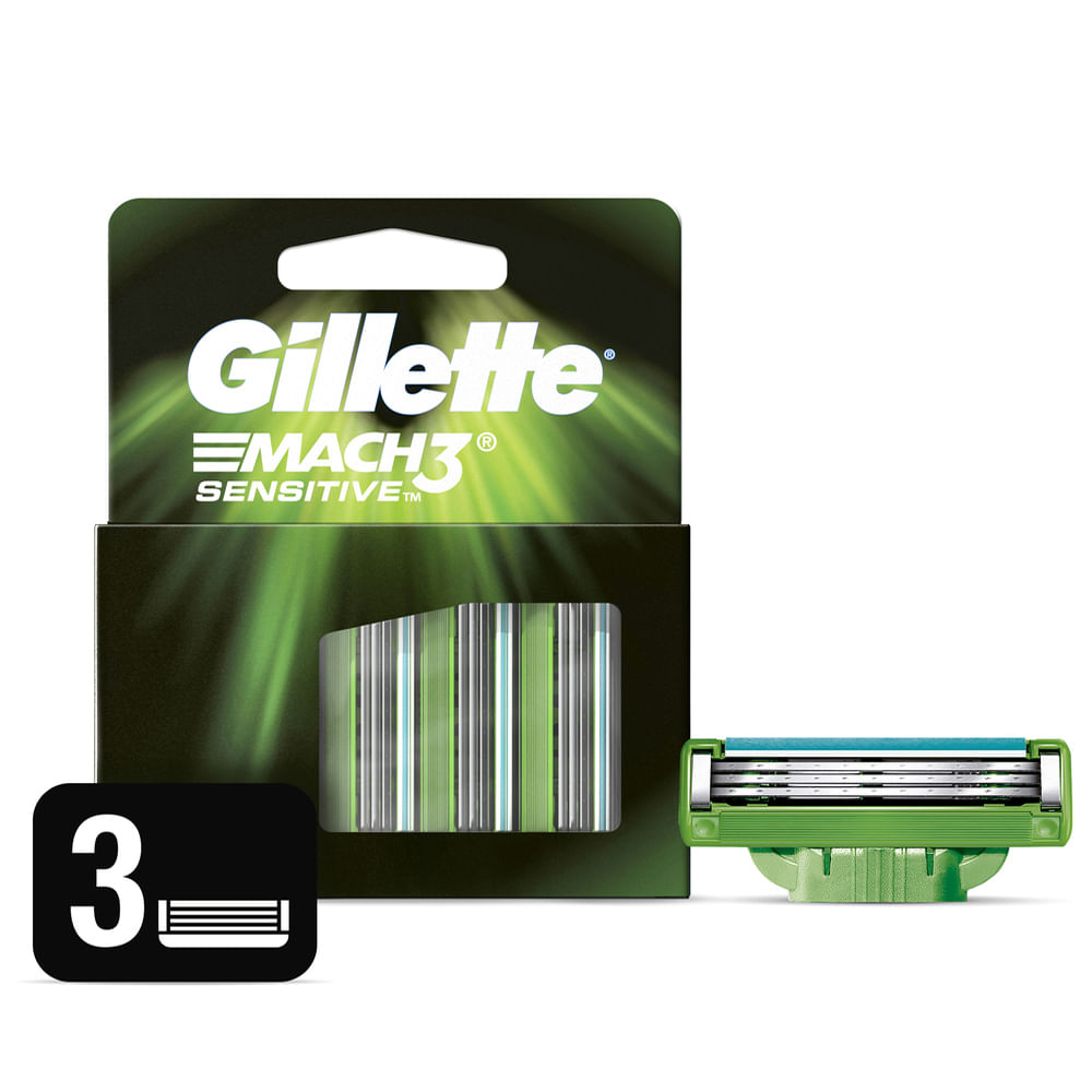 Cartuchos para Afeitar Gillette Mach3 Sensitive 3 unidades