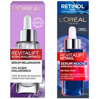 Pack L'Oréal Serum Hialurónico Revitalift 30ml + Serum Noche Revitalift Retinol Anti Arrugas 30ml