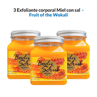 3 Exfoliante corporal Miel con sal 500ml - Fruit of the Wokali