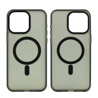 Case para iPhone 15 Pro Max con MagSafe para carga inalámbrica, para accesorios magnéticos, rígido, mate traslúcido negro