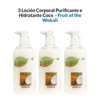 3 Loción Corporal Purificante e Hidratante Coco 500ml - Wokali